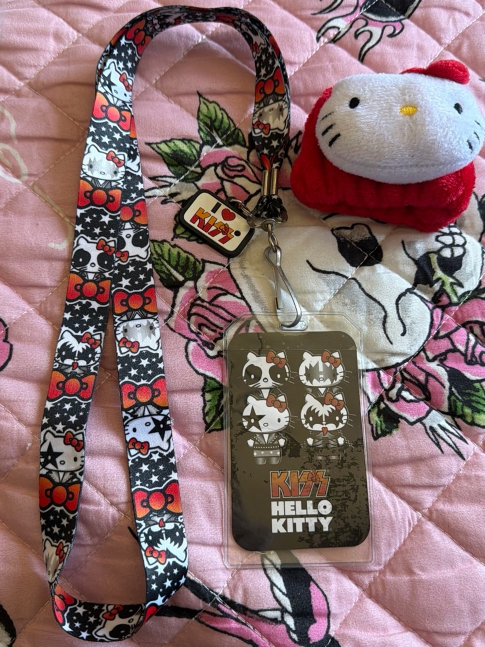 Hello Kitty Black, Red & White Character Lanyard with Badge Holder